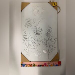 Floral Embossed Wall Art - White and Silver